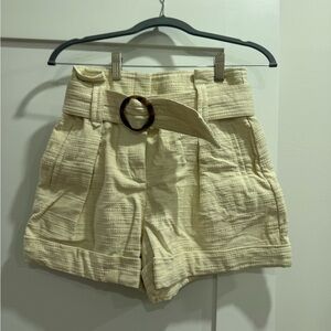 Sezane High Waist Cream Shorts with Belt